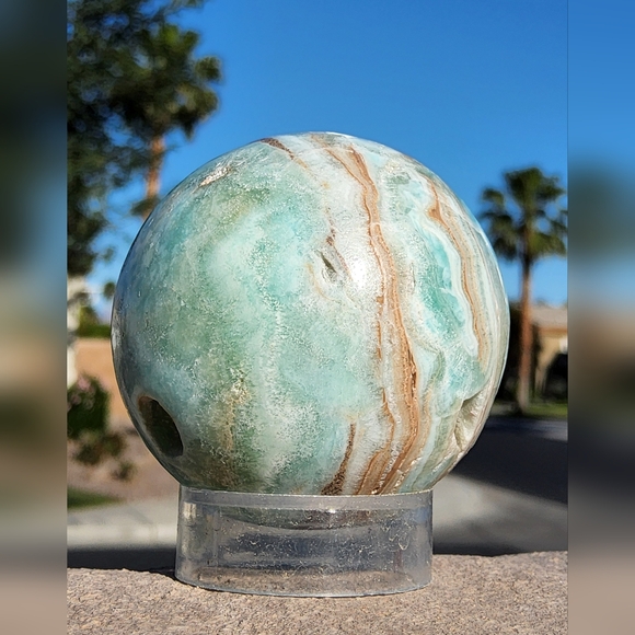 Calming Blue Aragonite Sphere with Lots of Druzy - Picture 4 of 16